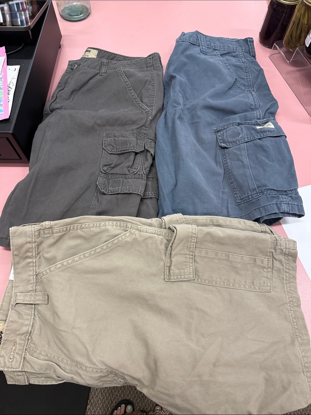 Wrangler Men's Cargo Shorts in Gray, Blue & Khaki